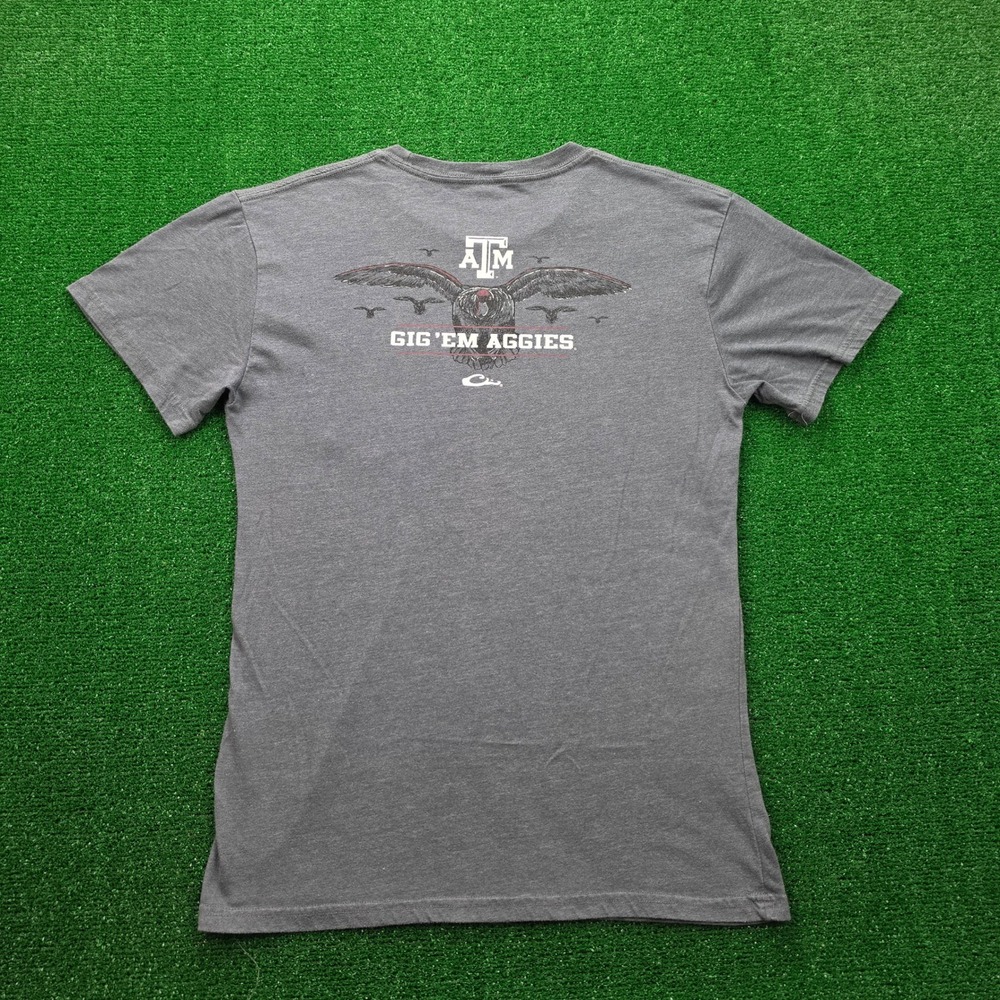 Drake Waterfowl Texas A&M Gig 'Em Aggies Pocket Graphic Tshirt Mens Medium Gray